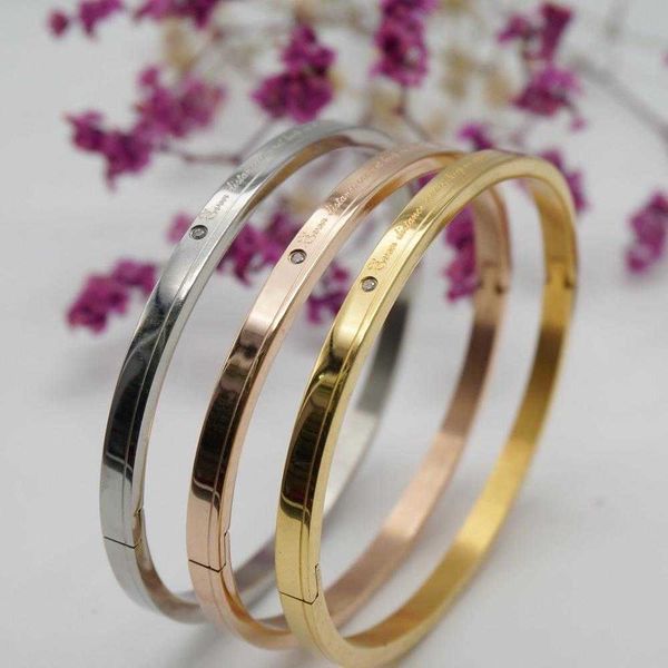 

eonb007 steel bracelet drill bracelet titanium luxury jewelry 3 colors wide 4mm for women q0717, Black