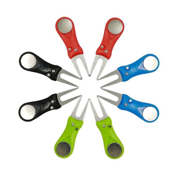 Metal plástico golfe divot ferramenta mini portátil ajustável acessórios esportivos prático estiramento reparação garfo verde muitas cores