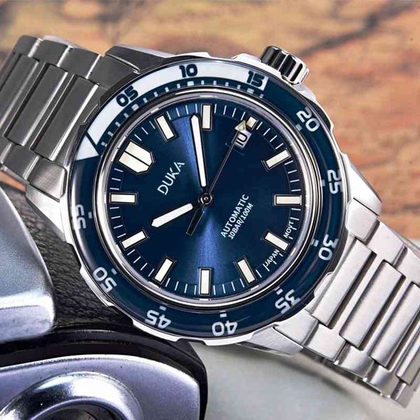 

duka men's watches automatic watch for men mechanical wristwatches brand luxury stainless steel nh35 waterproof reloj hombre, Silver