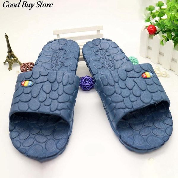 

slippers plus size bath men summer casual shoes massage slipper home indoor beach non-slip flat slides male soft bottom footwear, Black