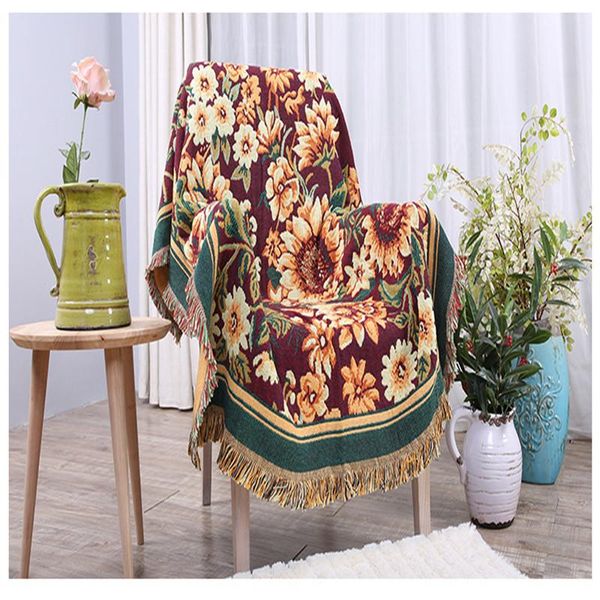 

chair covers european style cotton sofa towel three-layer thickened line blanket woven cushion