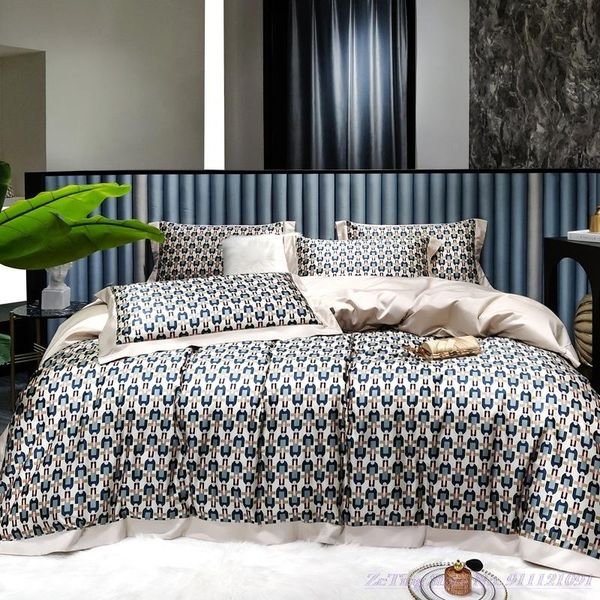 

bedding sets set american light luxury style 100 satin long-staple cotton 4pcs 100% pure bed linen 1.8m quilt cover