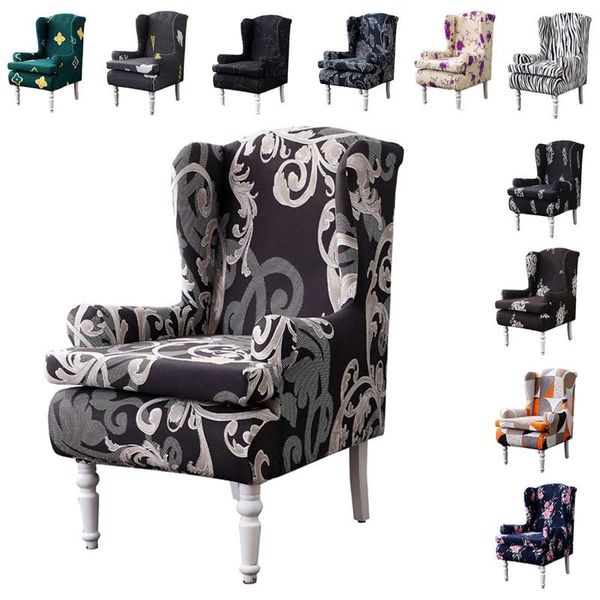 

chair covers elastic sofa armchair wingback wing back cover sloping arm king stretch protector slip
