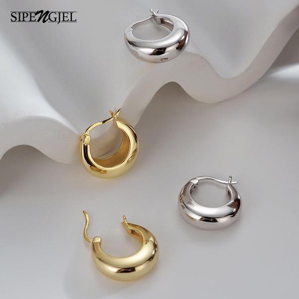 

hoop & huggie sipengjel glossy metal circle earrings retro french drop dangle for women personality jewelry 2021, Golden;silver