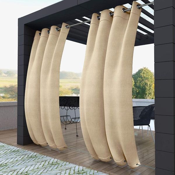 

curtain & drapes outdoor curtain, waterproof and thermal insulated wind-break patio drape keep double grommets privacy screen panels