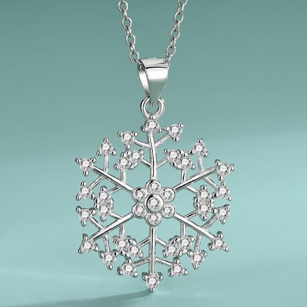 

chains s925 sterling silver snowflake necklace fashion simplicity jewelry pendant ladies secklace christmas present clavicle chain