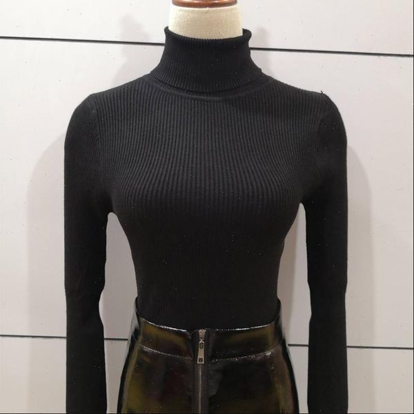 

solid long sweater women 2021 autumn slim pullovers jumpers turtleneck kniited casual thick female sweaters invierno mujer, White;black