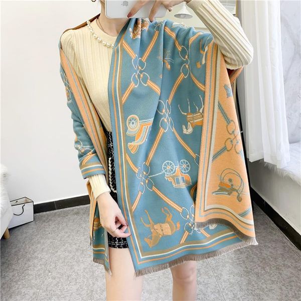 

scarves women winter scarf cashmere female warm stoles pashmina shawls and wraps thick blanket echarpe luxury ladies bufanda, Blue;gray