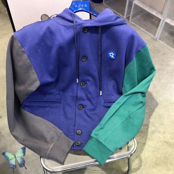 

men's jackets 2021 winter style women's patchwork single breasted ader error hooded jacket, Black;brown