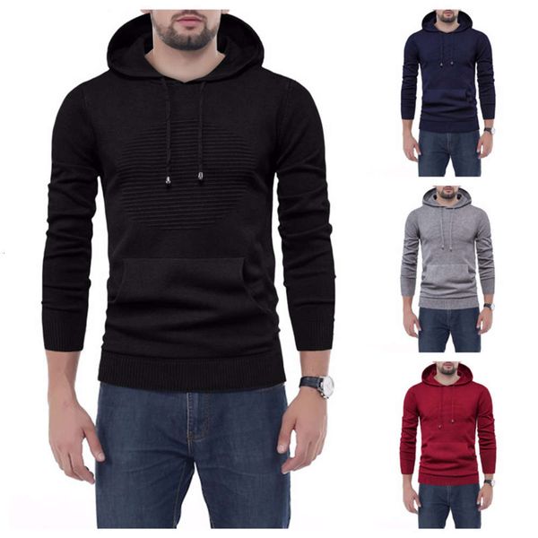 

autumn 2020 new men's round stripe letter hooded casual pullover sweater, White;black