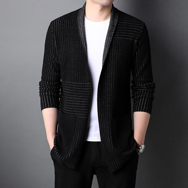 

men's sweaters sweater long 202 autumn solid color trench coat cardigan high-end, White;black