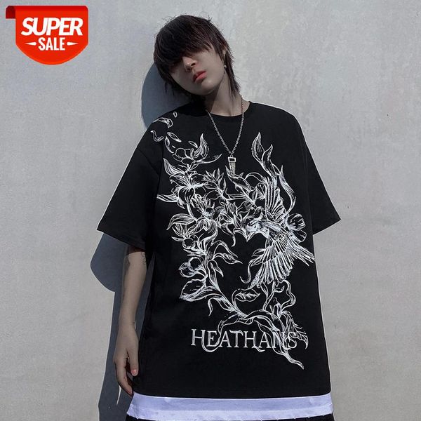 

seveyfan 2021 men's short sleeve t-shirt abstract character printed short sleeve t-shirt loose couple five-point #0t5y, White;black