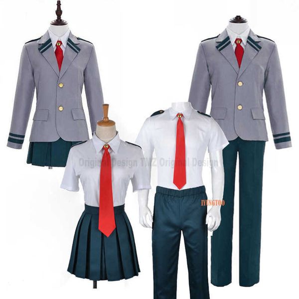 Boku No Hero Academia Minha Herói Academia Verão Winiter Uniforme Midoriya Izuku Bakugou Katsuki Ochaco Uraraka Cosplay Costume Perucas Y0903