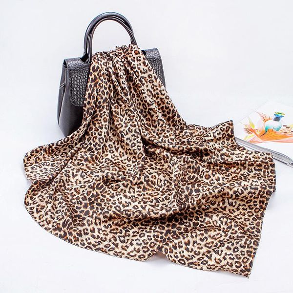 

scarves 2021 spring and summer simulation women's 90cm square satin pure leopard foreign trade wholesale, Blue;gray