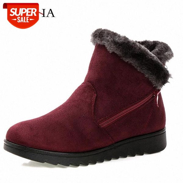 

women winter boots non slip ankle boots women shoes 2021 new flock side zipper winter shoes woman warm plush snow female #tj9h, Black