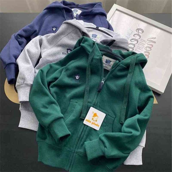 

boys' autumn coat 2021 spring new middle and large cotton sports zipper shirt children's sweater hoodie, Black;white