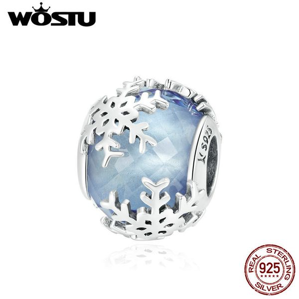 

wostu sterling silver 925 crystal snowflake beads for women jewelry making charm fit original bracelet diy beads bijoux fic1666 q0531, Black