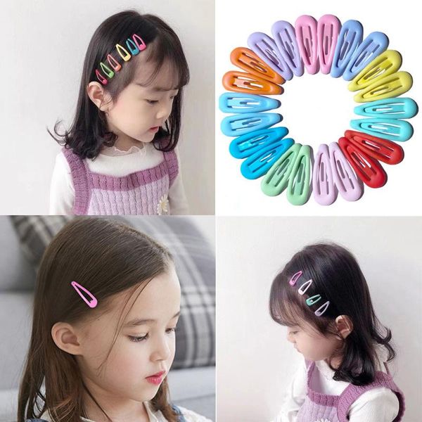 

hair accessories 5/6pcs snap clips for children girls glitter hairpins 3cm solid color water drop shape bb barrettes, Slivery;white