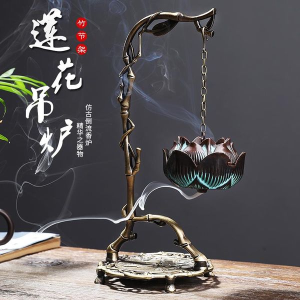 

fragrance lamps backflow incense burner with chain modern black candle aroma smoke fountain encensoir burners bg50ib