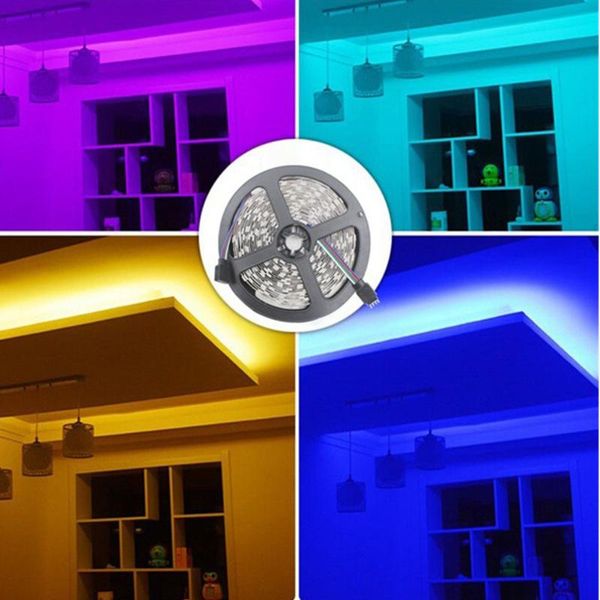 

2pcs 5m self adhesive colorful indoor outdoor gift rgb led strip living room with infrared remote control flexible 12v 44-key