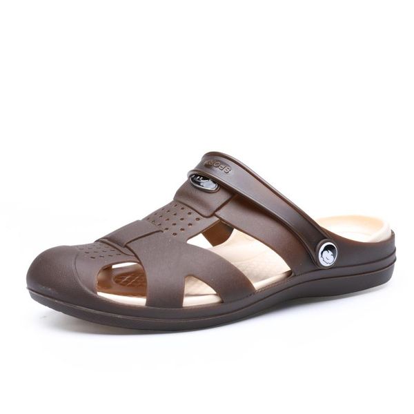 

slippers men wading sports casual hole shoes two wearing elastic heel breathable waterproof beach buckle male slides, Black