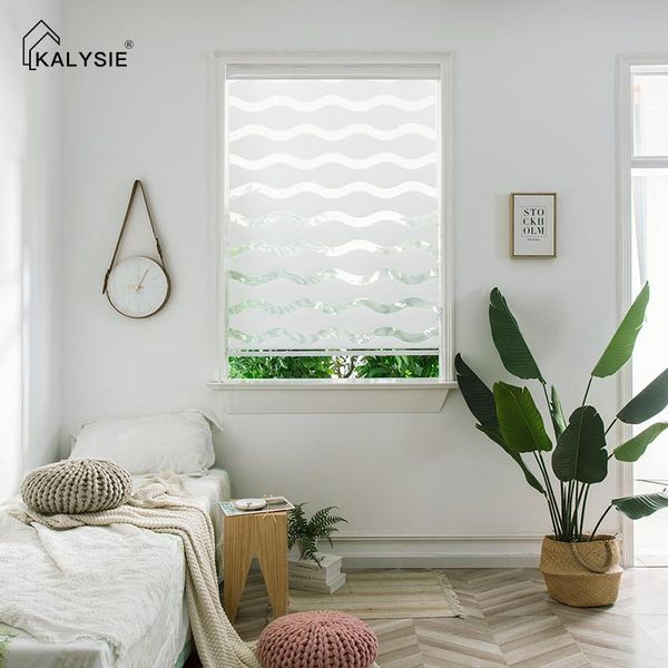 

blinds kalysie customizable plain color adjust light semi-blackout wave zebra roller for window shade