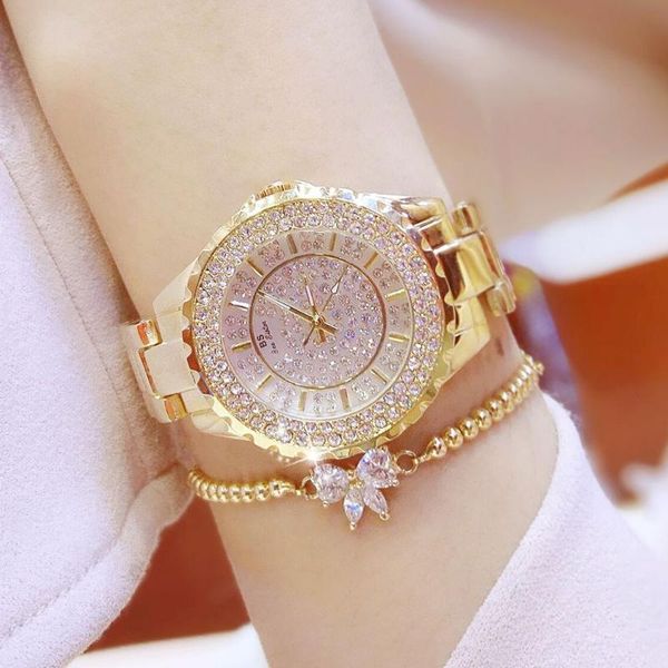 

wristwatches women watches 2021 diamond quartz ladies rose gold watch stainless steel clock dress relogio feminino, Slivery;brown