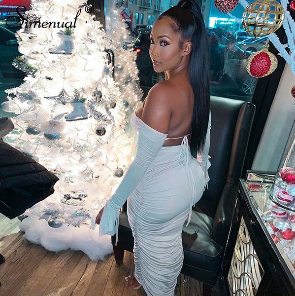 

backless club ruched women two piece sets off shoulder flare long sleeve party crop and skirt outfits fashion, White;black