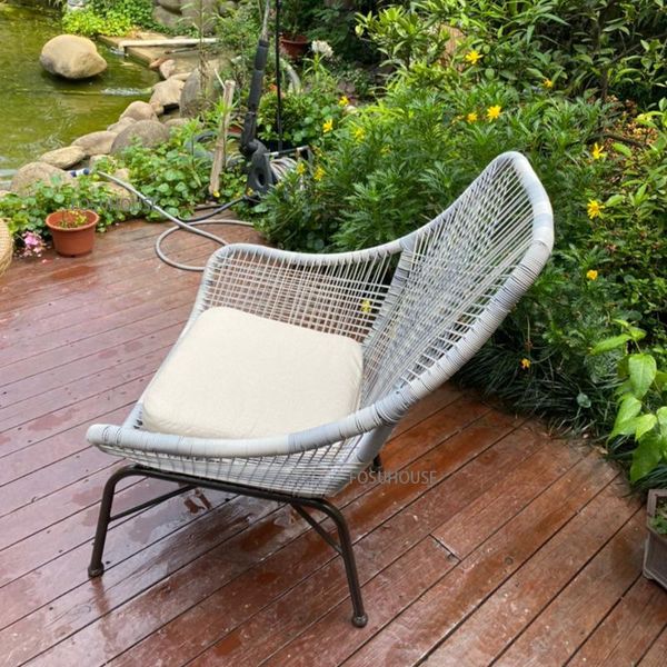 Kamp mobilya balkon açık eğlence rattan sandalye üç parçalı set bahçe tembel basit arka dokuma sandalyeler