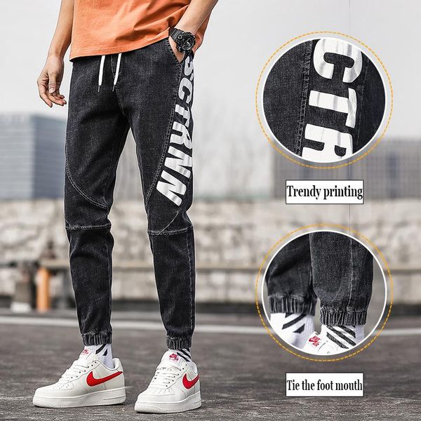 

men's jeans 2021 casual pants loose-fitting harem spring trend fashion, Blue