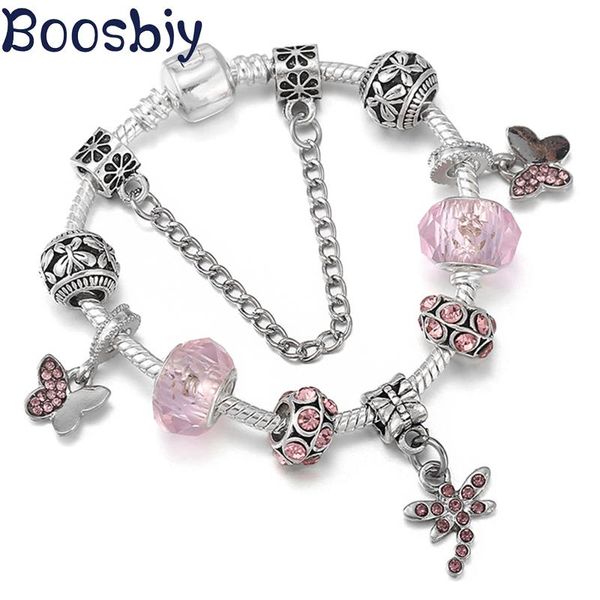 

charm bracelets silver plated snake chain bracelet diy design insect series for women fashion jewelry gift, Golden;silver