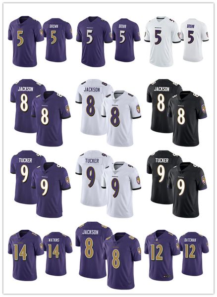 

baltimoreravensmen justin tucker lamar jackson marquise brown sammy watkins rashod bateman limited player football jersey, Black;red