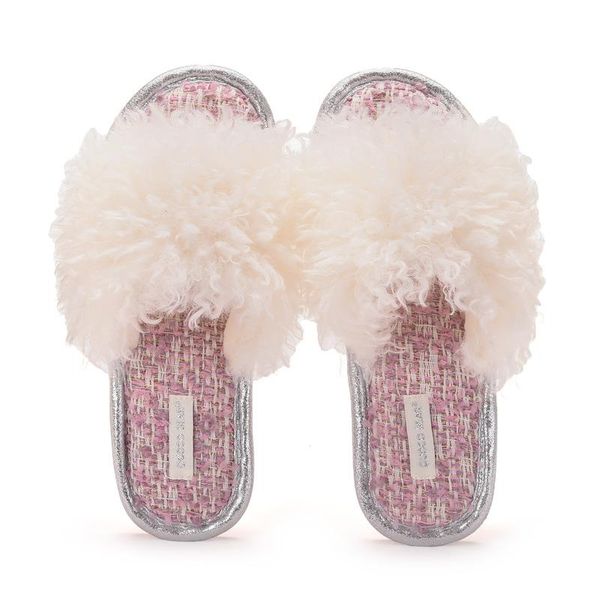 

2021 spring autumn new flat heeled suede slippers hair shoes home slippers outside white fur shoes woman mules wearing, Black