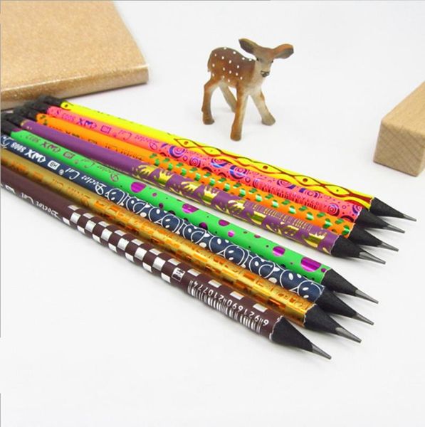 Siyah ahşap kalem okul ofis yazma malzemeleri için silgiler ile boyalı hb kalemler # 9926