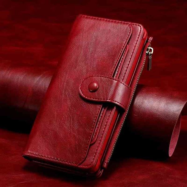 

pu leather phone cases for samsung galaxy note20 s21 s20 ultra note10 s10 plus, 2in1 retro multifunction wallet flip stand cover case with