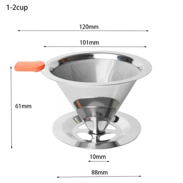 

coffee filters pour over filter steel reusable dripper cone funnel holder strainer basket mesh i1u4