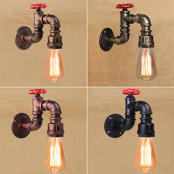

industrial water pipe wall light fixture steampunk vintage e27 edison wall lamp iron metal sconce for corridor cafe bar home