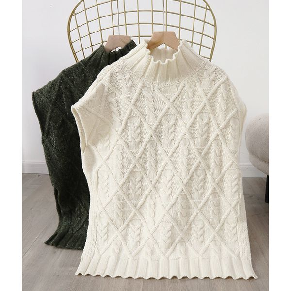 

2021 new gola alta feminina colete sem mangas cor slida simples bainha dividir malha s outono novo 7gdc, White;black