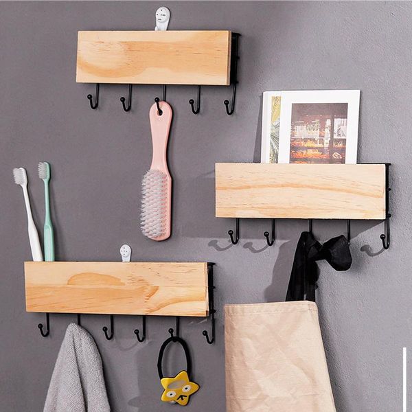 

hooks & rails modern simple iron wooden hook storage rack wall shelf key holders clothing home deocr accessories organizers