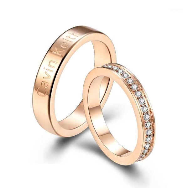 

cluster rings romantic wedding for women men cubic zirconia bezel charms titanium steel jewelry couple ring valentine's day gifts1, Golden;silver