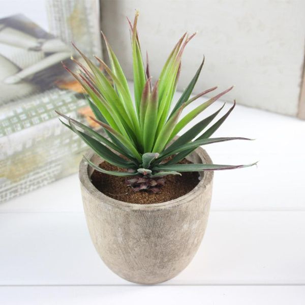 

2pcs retro artificial succulents simulation green plants creative fake potted bonsai decor for home