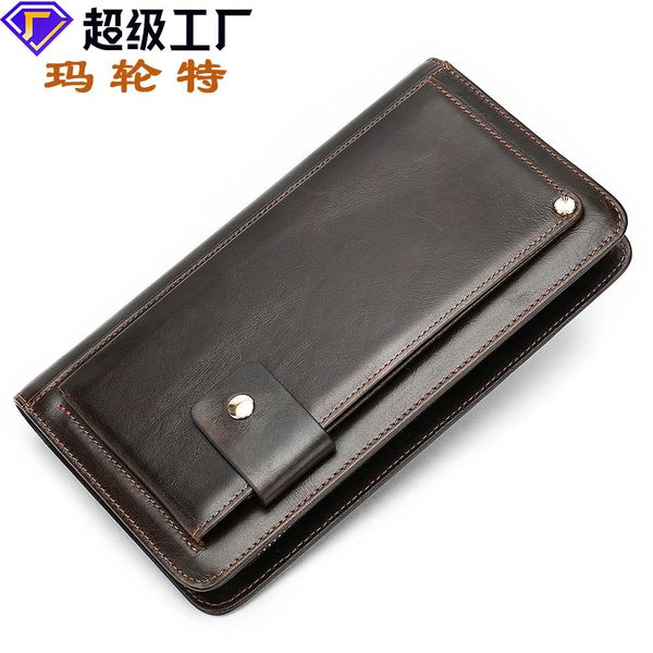 

men's leather handbag leisure fashion personalized handbag multi card wallet 9019, Red;black