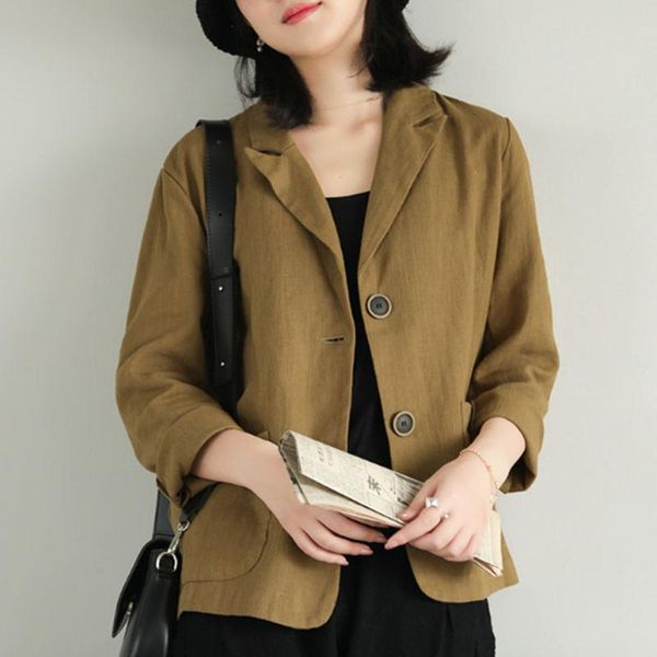 

women's jackets fairynatural 2021 spring pockets single breasted long sleeve fashion coat simple all-match women coats, Black;brown
