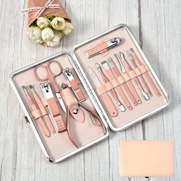 

nail art kits rose gold 15-piece set stainless steel clippers beauty tool