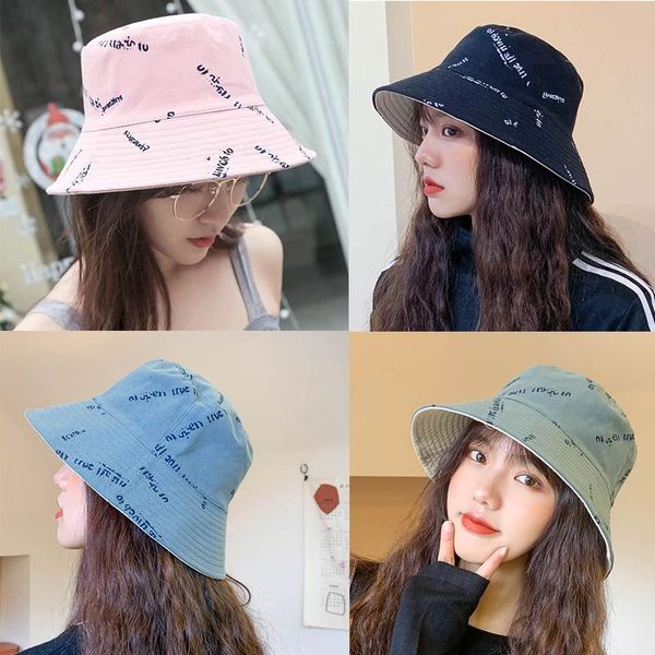 

wide brim hats k176 women's bucket hat fashion summer panamanian women 2021 sun for female beach double-sided fisherman visor basin cap, Blue;gray