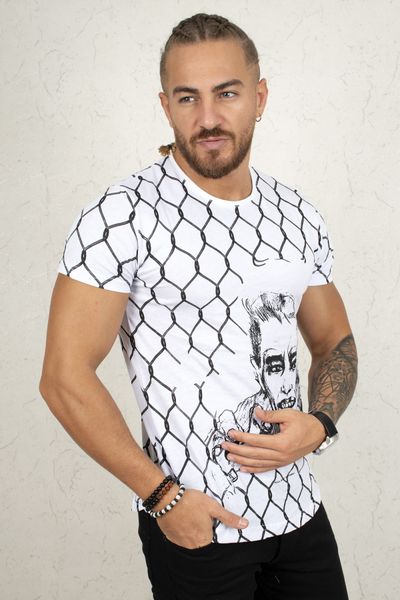 

white skirt oval cut man t-shirt 2002021 70kj, White;black
