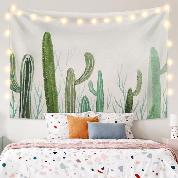 

tapestries laeacco fashion tapestry wall hangings cartoon cactusolid color background horse light pink artbedroom home room decor polyester
