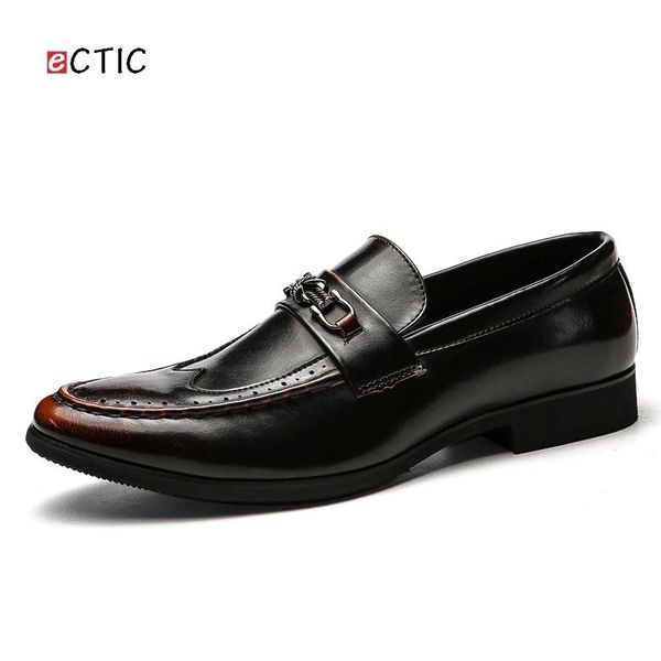 

dress shoes ectic classic men loafers slipper formal men's slip on metal decoration wedding pointed toe calcado hombre, Black