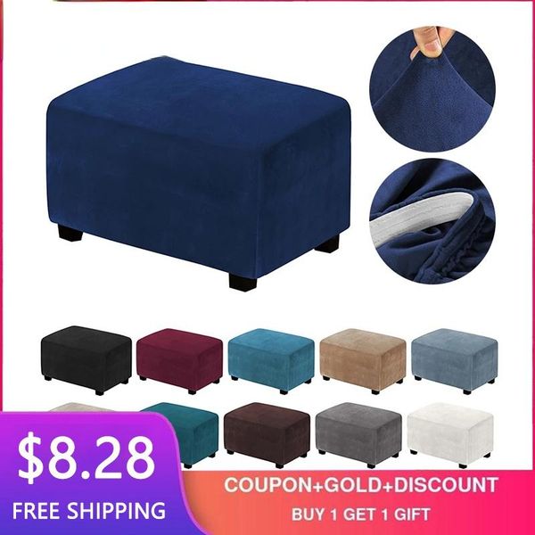 

chair covers elastic plush ottoman footstool cover stretch sofa pleda case protector slipcover washable foot rest stool