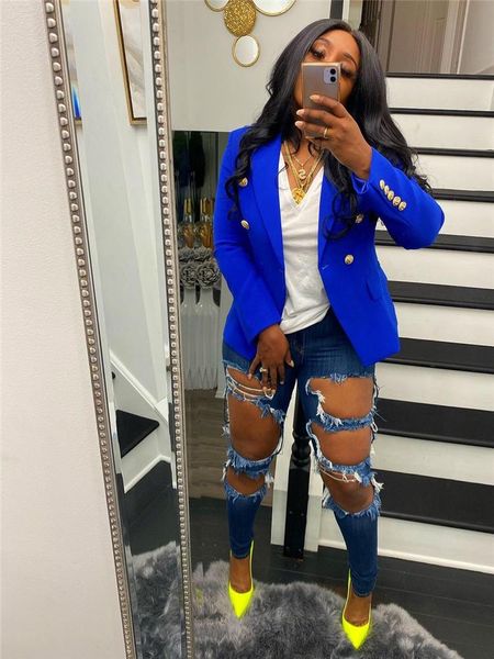 

women's suits & blazers autumn trendy solid nothced blazer womens amd jackets suit office ladies long sleeve female slim coats with bu, White;black
